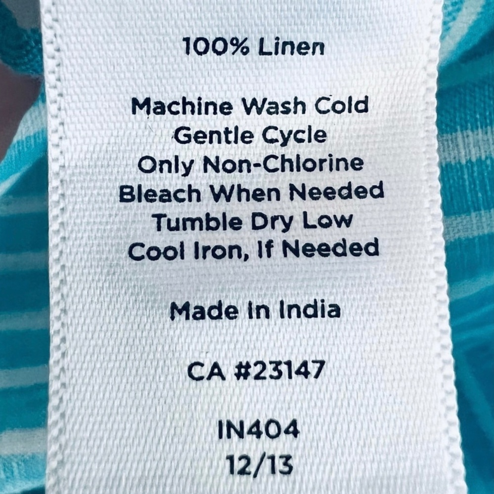 Talbots 100% Linen Striped Button Down Roll Tab S… - image 7